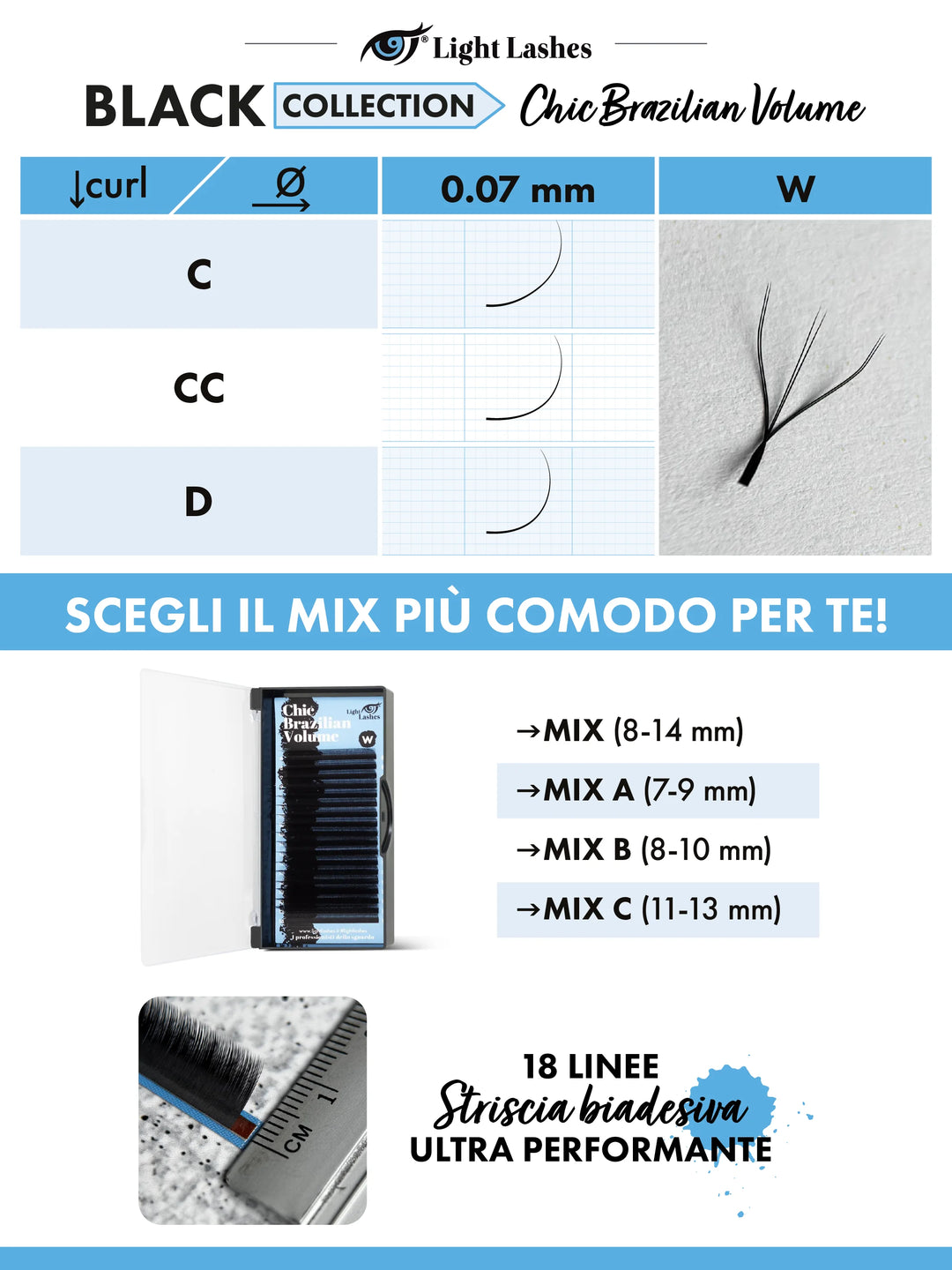 CHIC BRAZILIAN VOLUME W C-curl | Black Collection 18 stripes