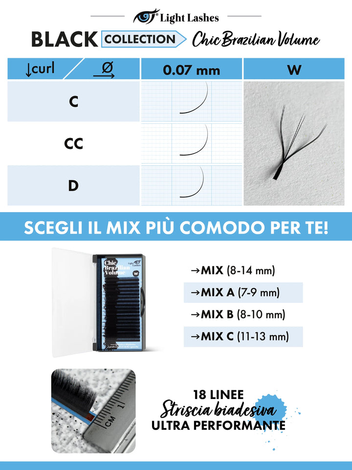CHIC BRAZILIAN VOLUME W C-curl | Black Collection 18 stripes