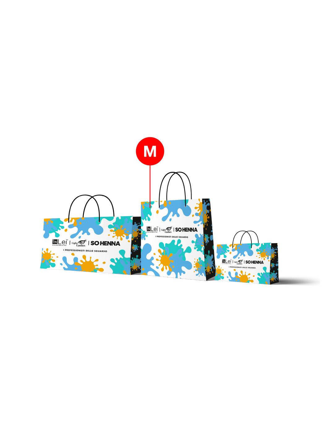 BORSETTA SHOP Tg.M | in carta con grafica personalizzata dei brand